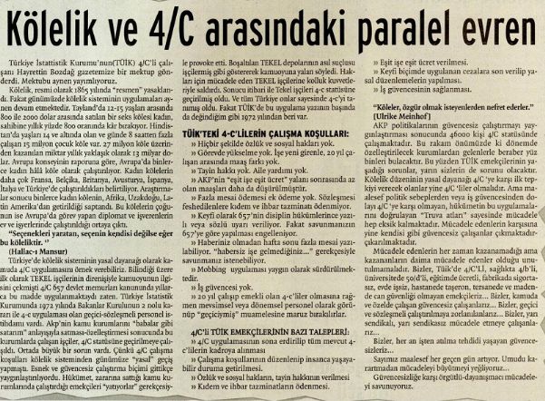 KÖLELİK VE 4/C ARASINDAKİ PARALEL EVREN