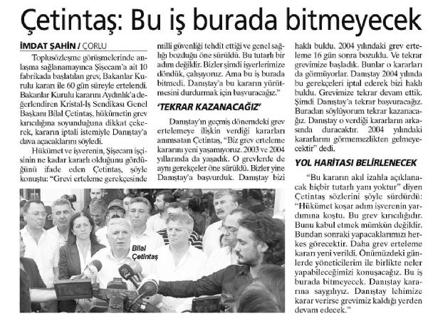 ÇETİNTAŞ: BU İŞ BURADA BİTMEYECEK