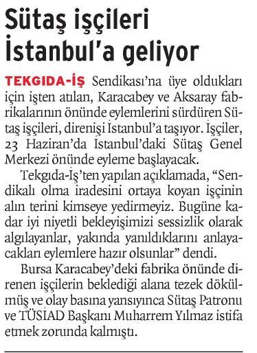 SÜTAŞ İŞÇİLERİ, DİRENİŞİ İSTANBUL’A TAŞIYOR