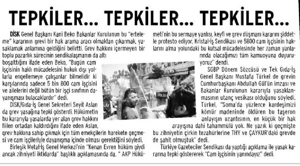 TEPKİLER… TEPKİLER…