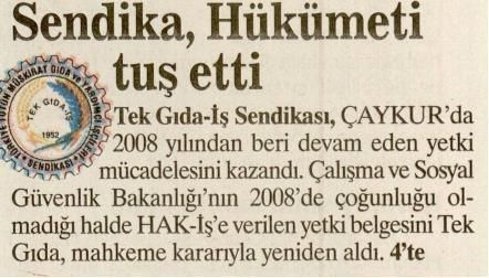 SENDİKA, HÜKÜMETİ TUŞ ETTİ